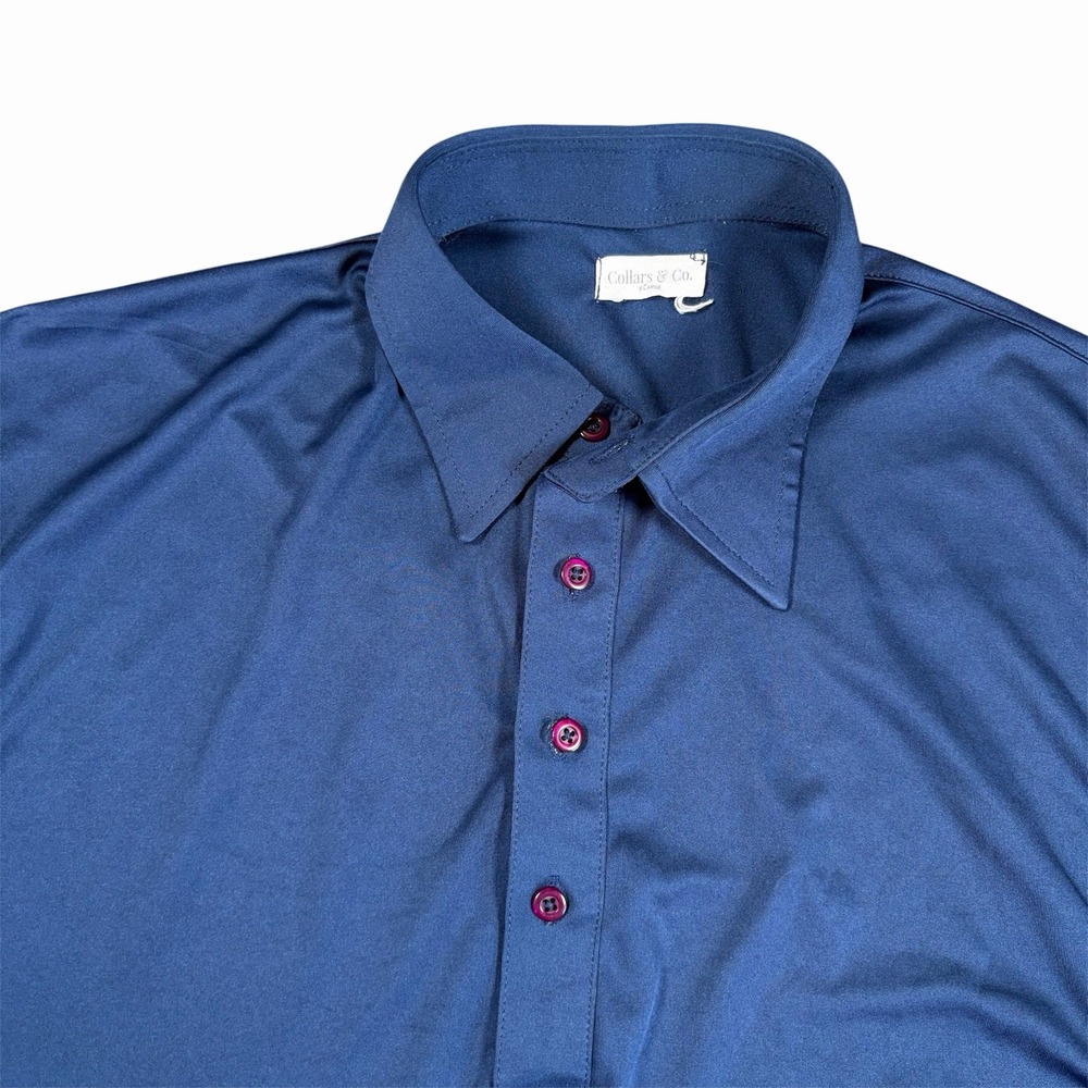 Collars and Co Polo Shirt Mens XL Navy Blue Solid Stretch Performance Golf